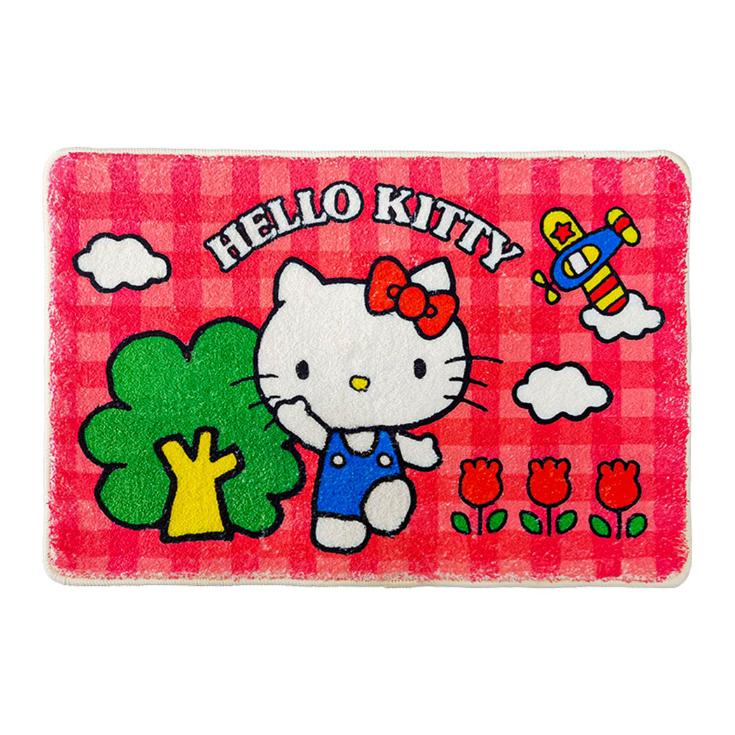 Sanrio Hello Kitty - Peluche de mezclilla (9.8 in) (cinta roja)